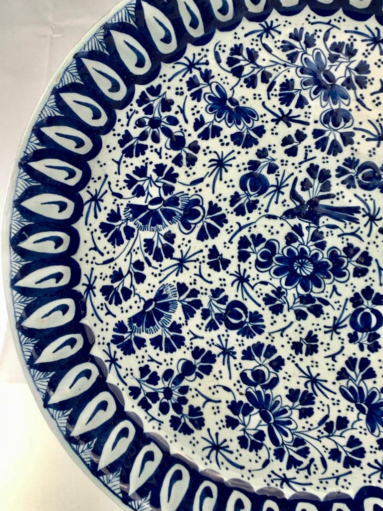 Dutch Blue and White Delft Charger Made Netherlands circa 1770 For Sale