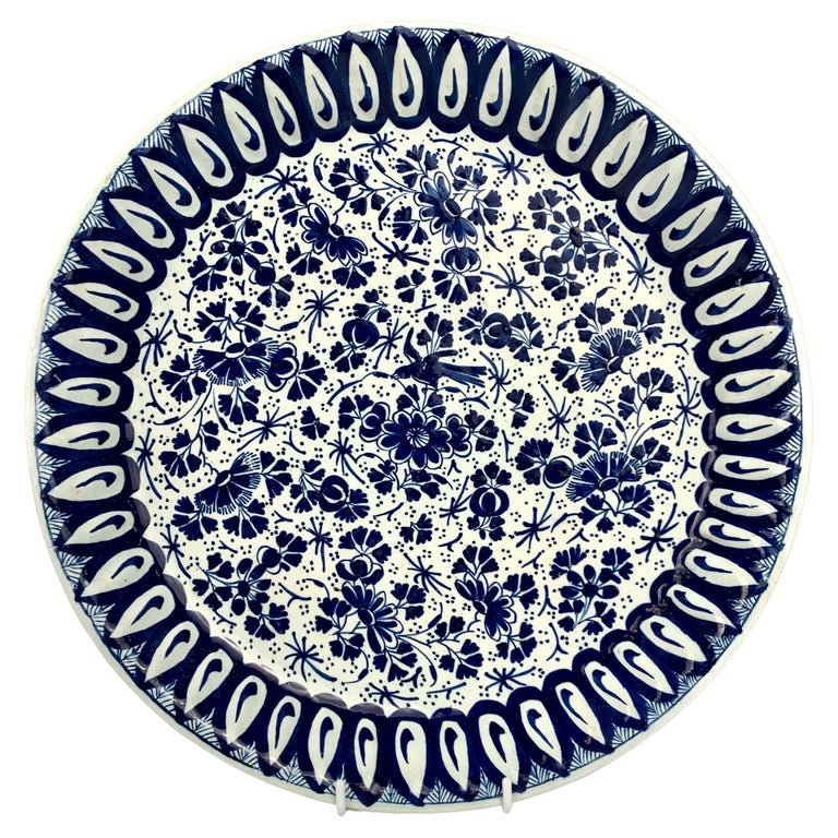 Blue and White Delft Charger Made Netherlands circa 1770 For Sale