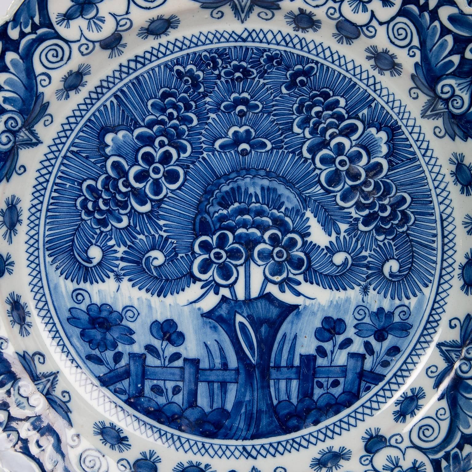 Blaue und weiße Delft Chargers Theeboom Pattern von 