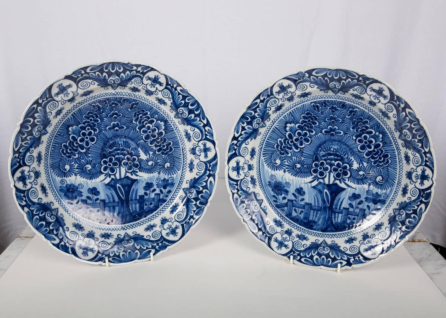 Blue and White Delft Chargers Theeboom Pattern made by 