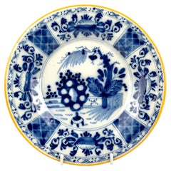 Blue and White Delft Dish Hand-Painted, 18th Century, Circa 1780