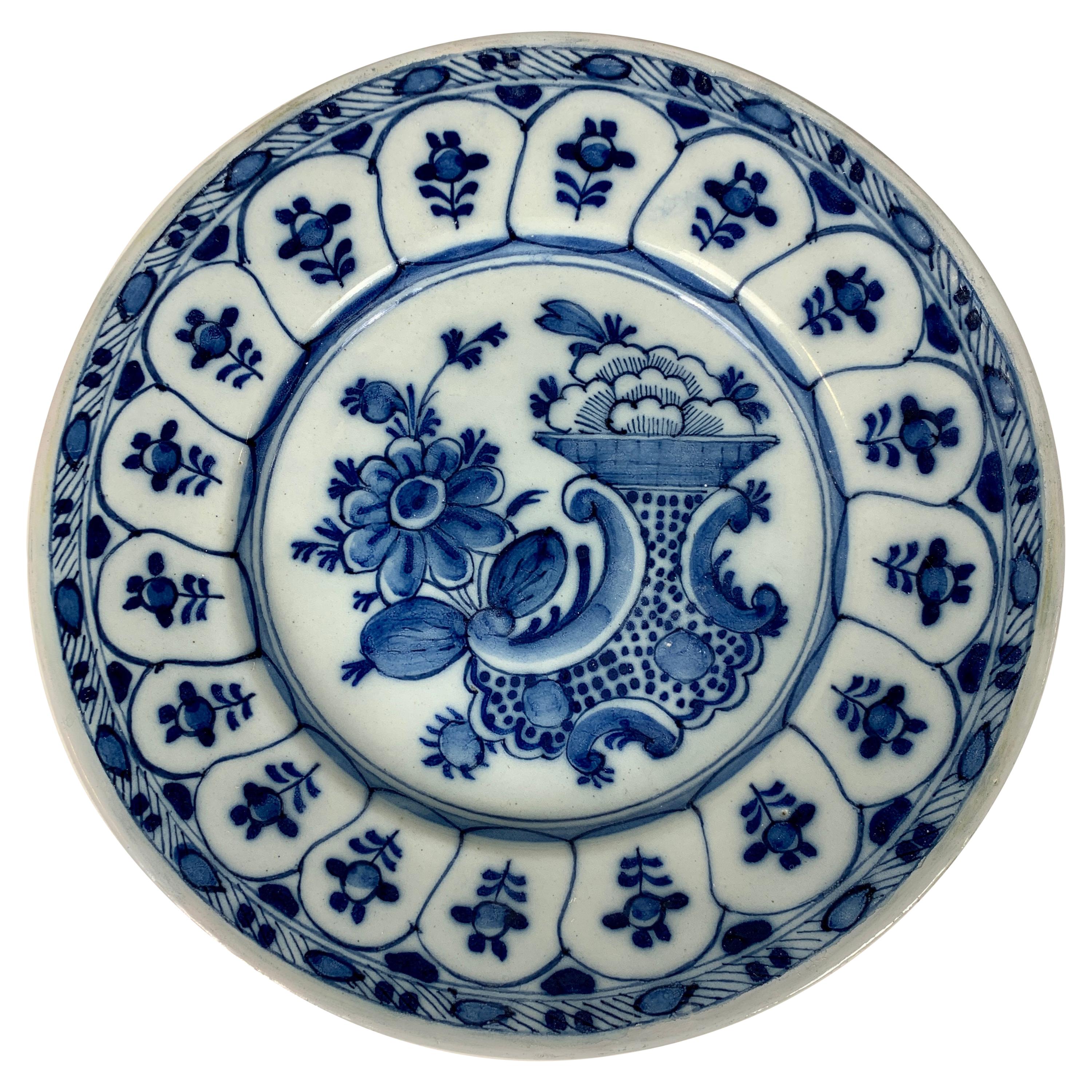 Blue and White Delft Dish Hand-Painted Netherlands, circa 1780