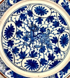 Antique Blue and White Delft Dish or Plate Hand Painted Netherlands C-1780