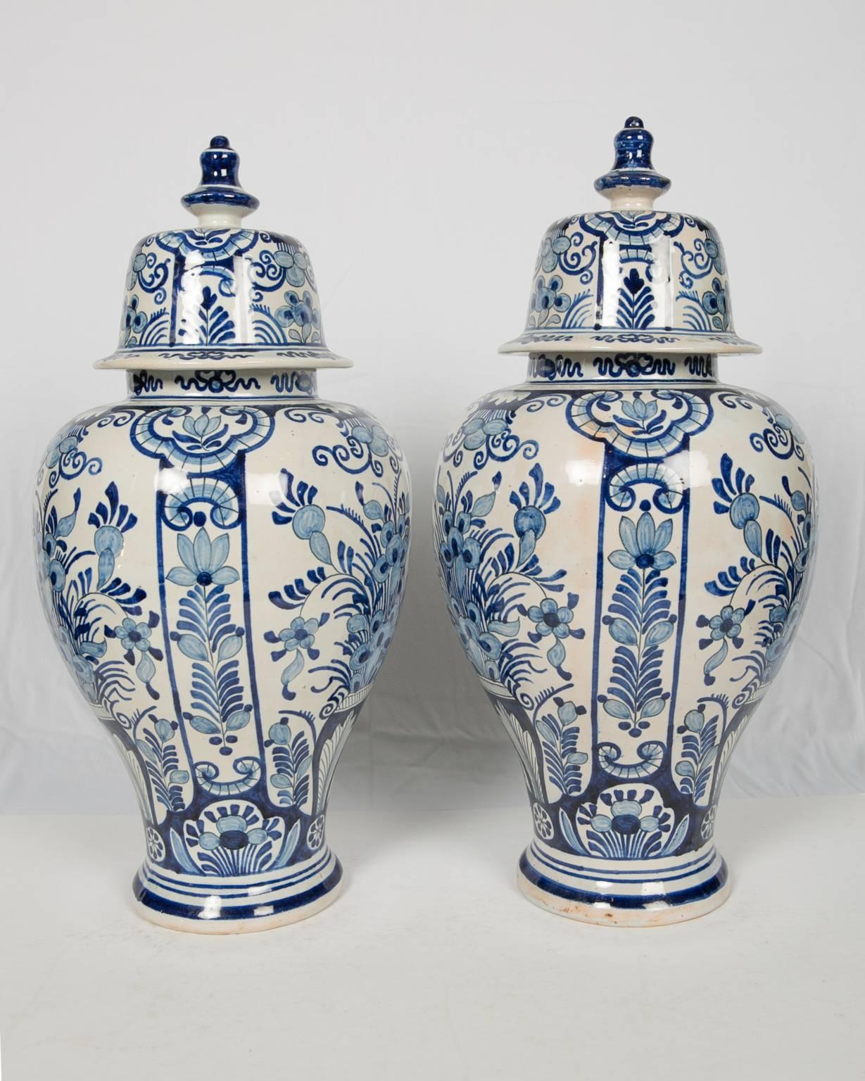 20th Century Blue and White Delft Ginger Jars
