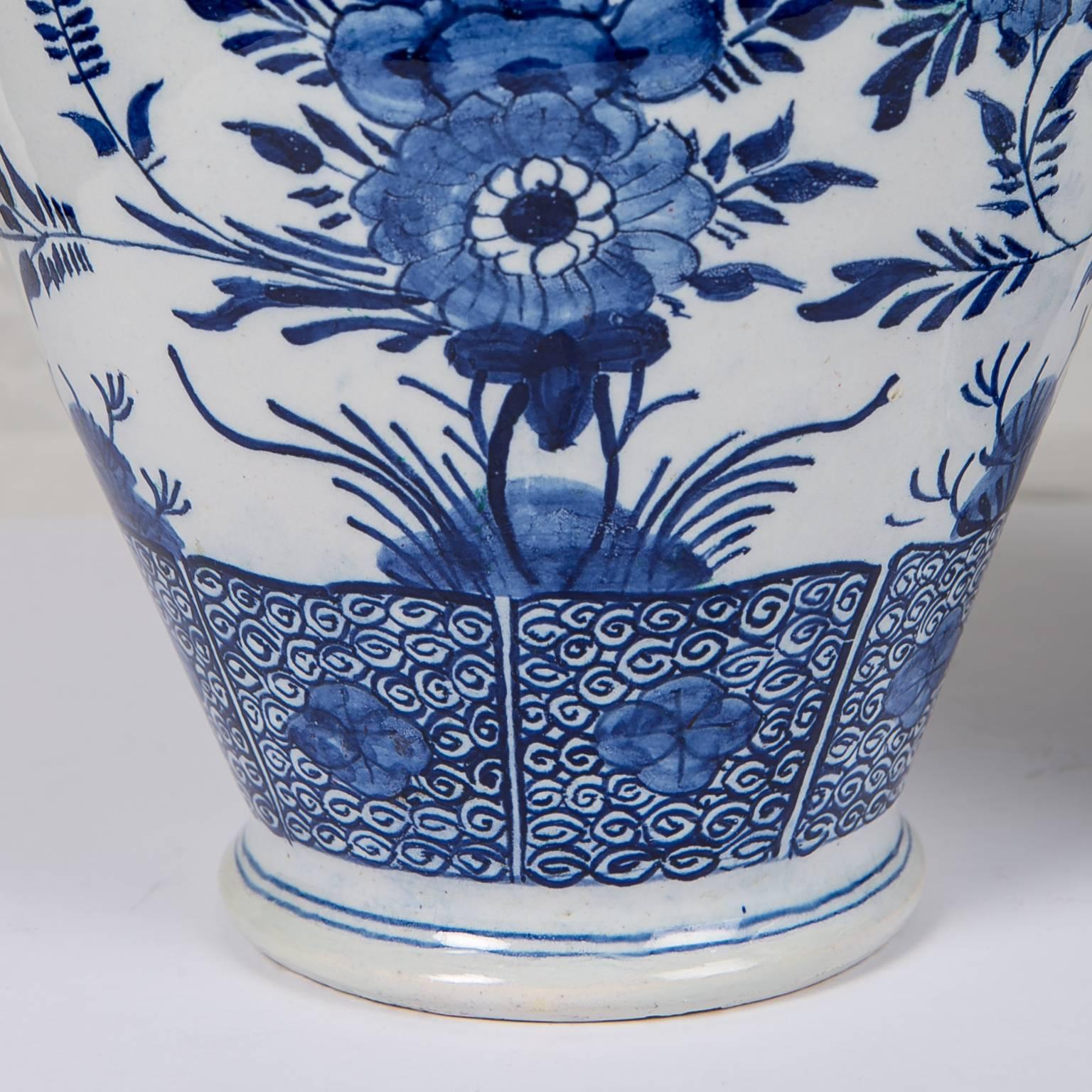 Dutch Blue and White Delft Mantle Jar Made circa 1860