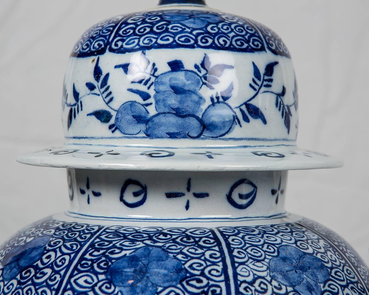 19th Century Blue and White Delft Mantle Jar Made circa 1860