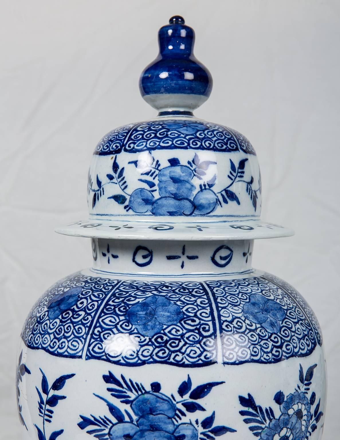 Blue and White Delft Mantle Jar Made circa 1860 1