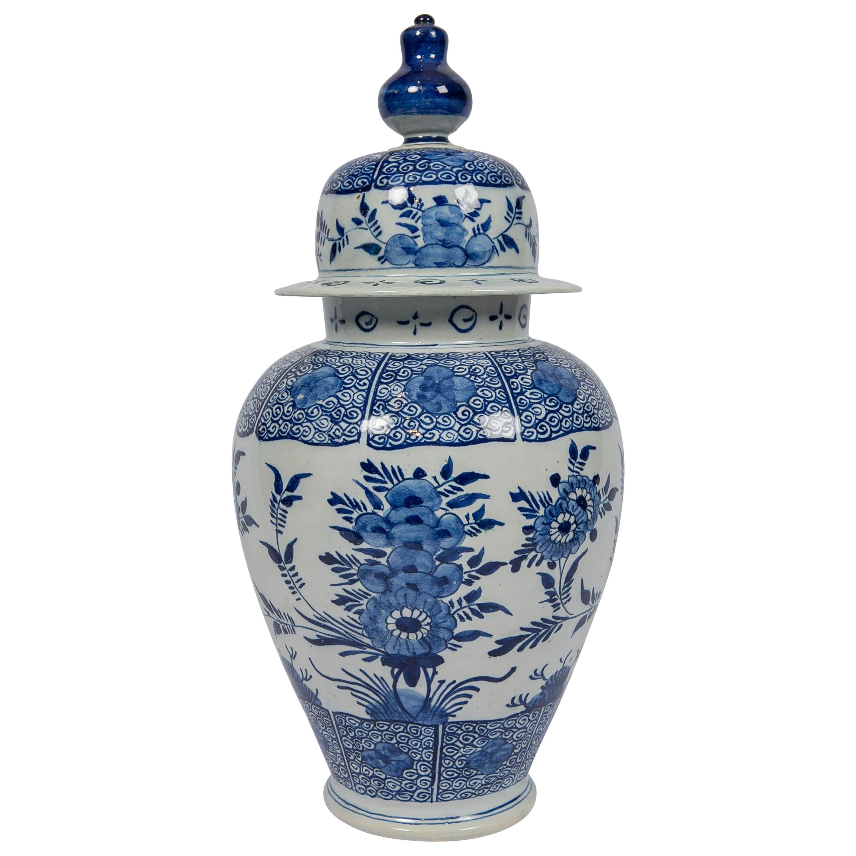 Blue and White Delft Ginger Jar Made circa 1860