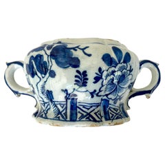 Blue and White Delft Handled Chinoiserie Vase