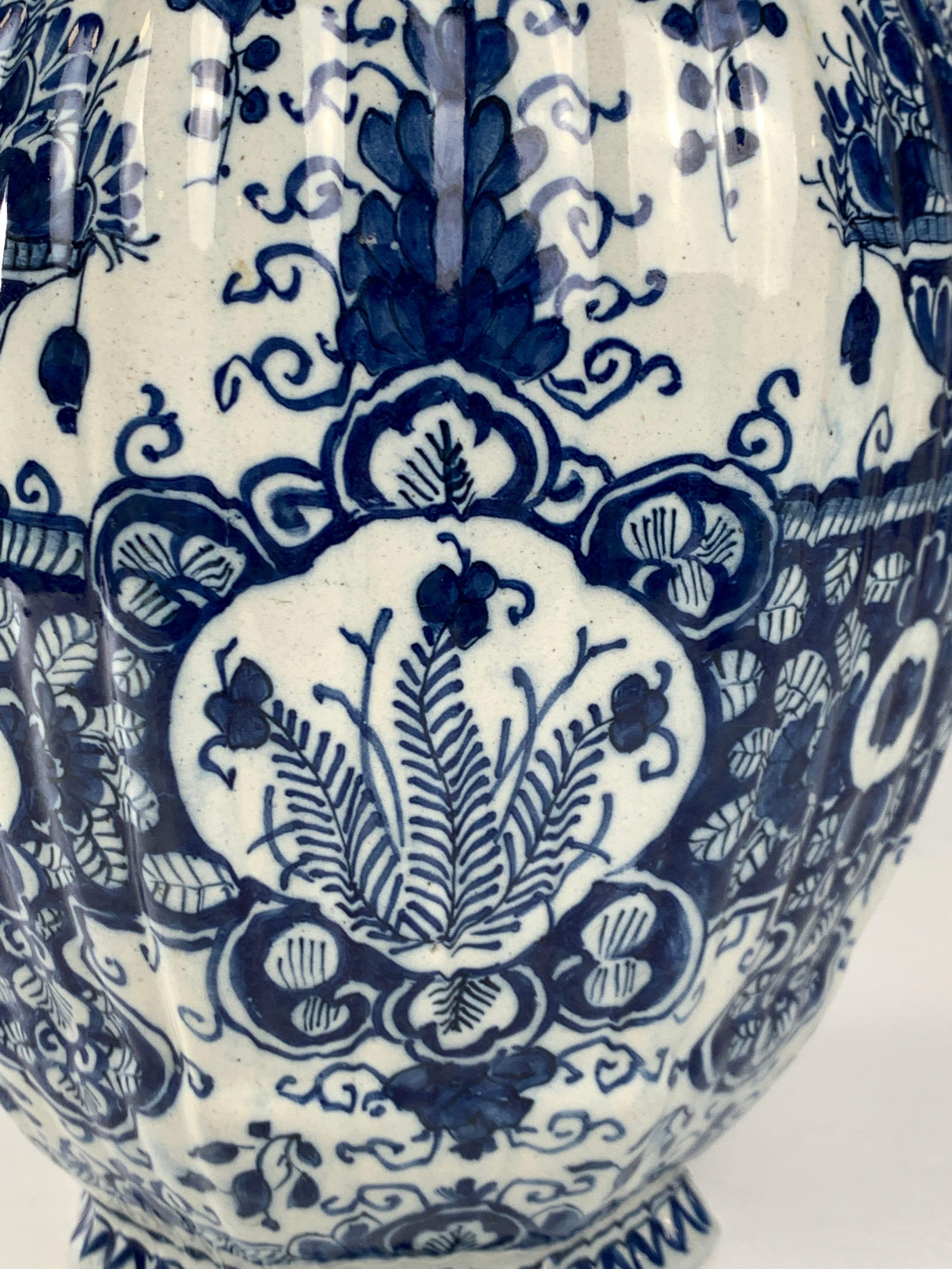 Rococo Blue and White Delft Jar Hand-Painted, Circa 1780