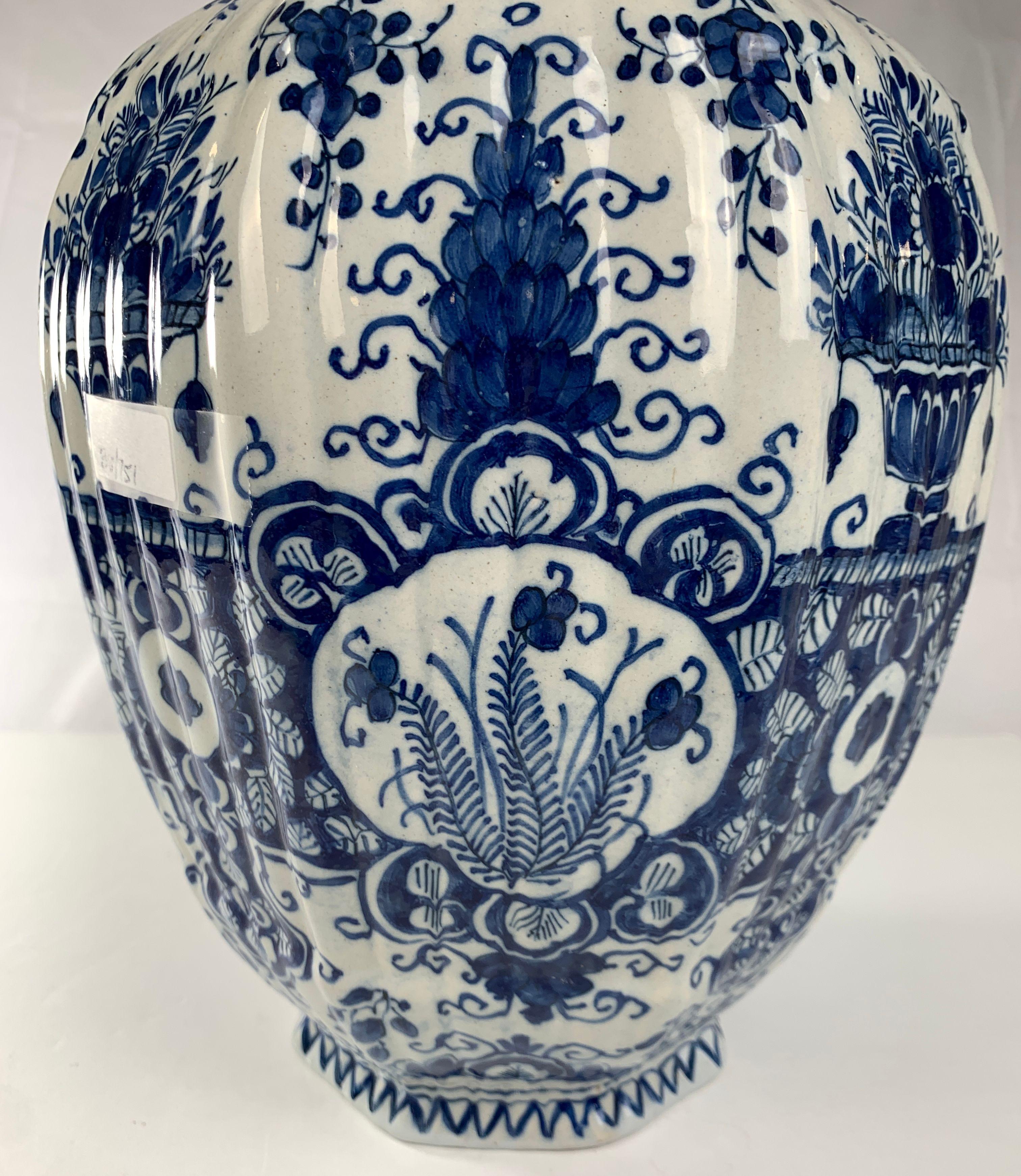 18th Century Blue and White Delft Jar Hand-Painted, Circa 1780