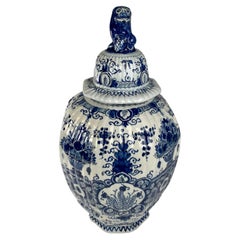 Blue and White Delft Jar Hand-Painted, Circa 1780