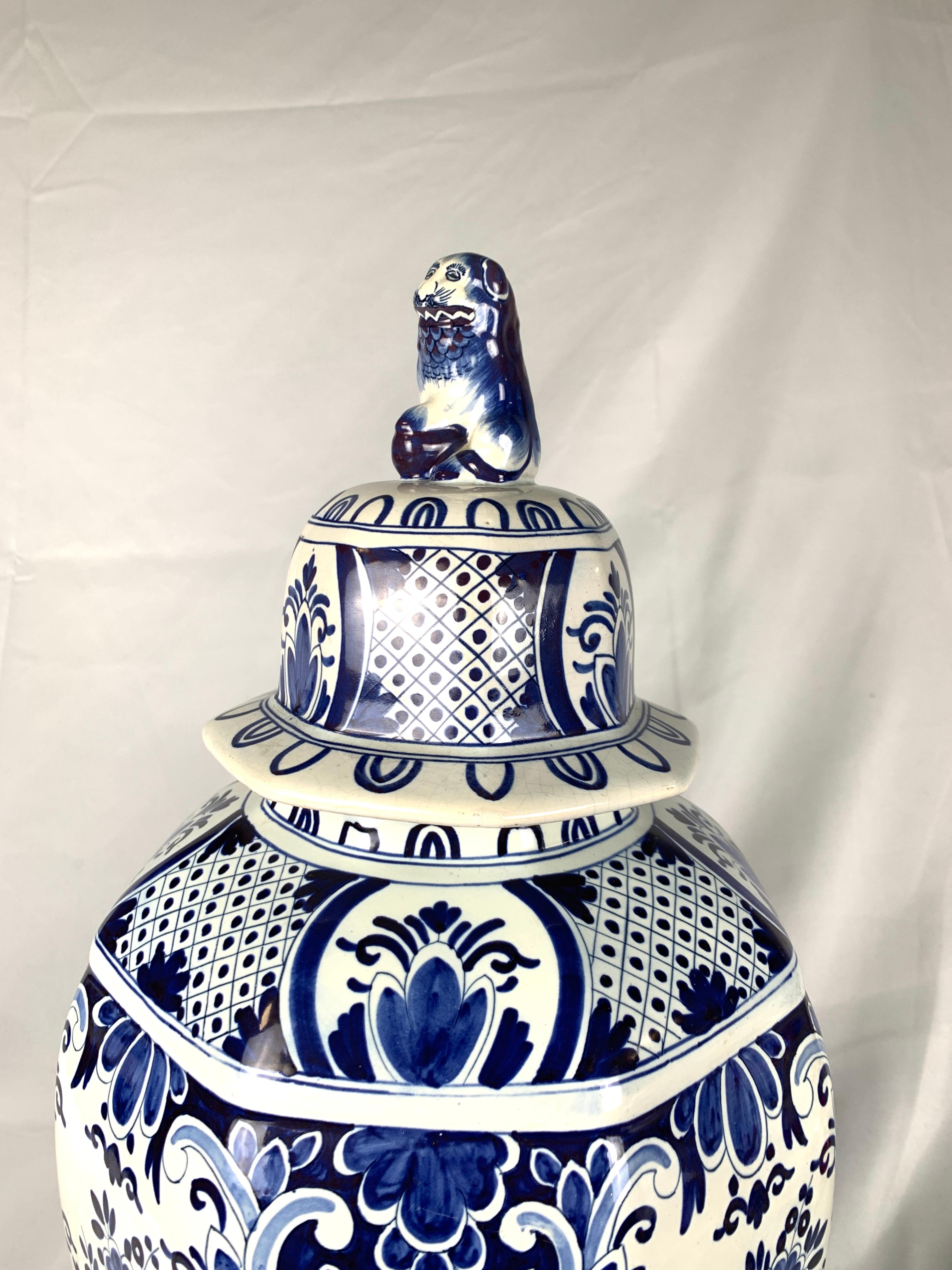 19th Century Blue and White Delft Jar Made Belgium, Circa 1880