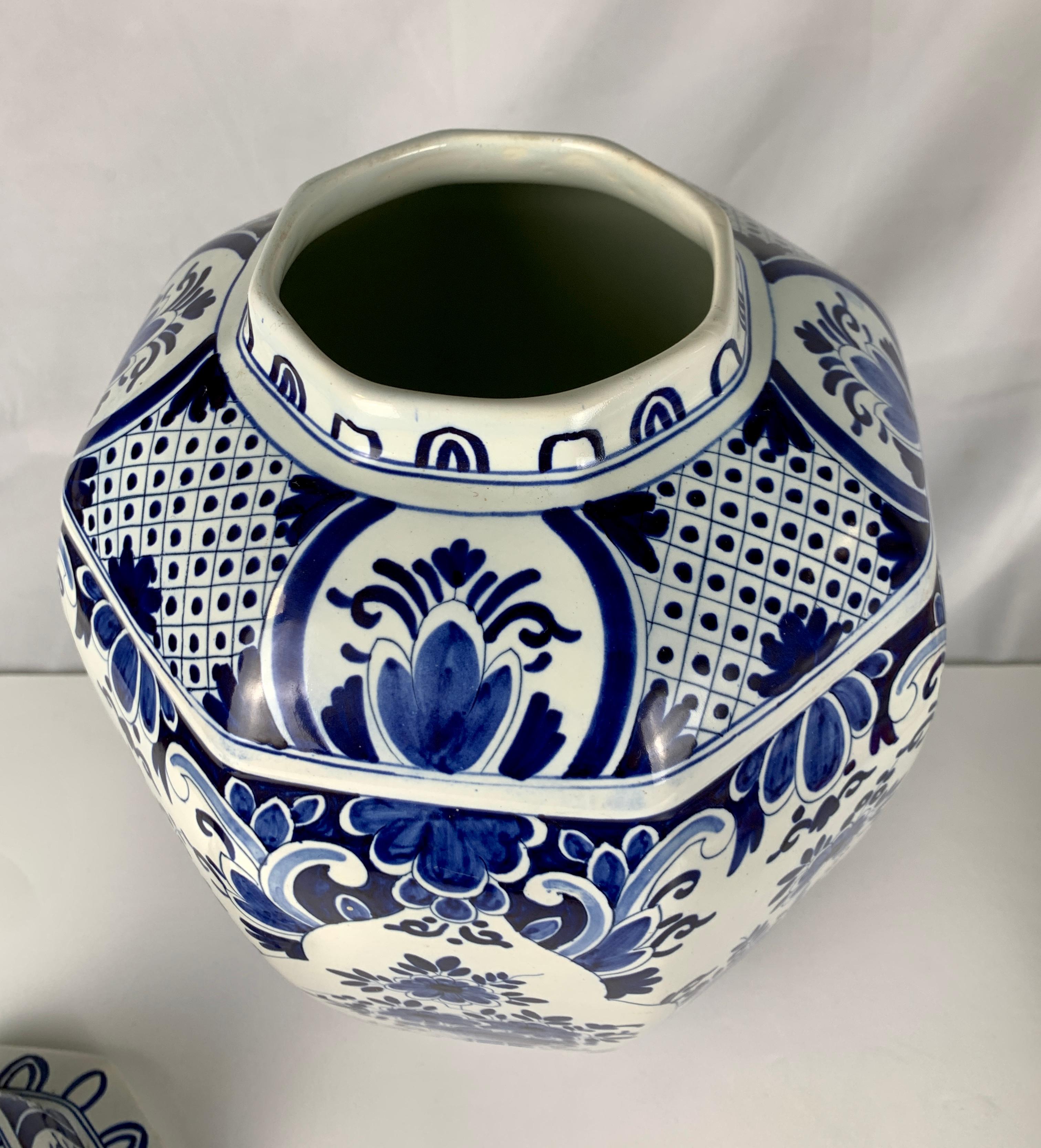Blue and White Delft Jar Made Belgium, Circa 1880 1