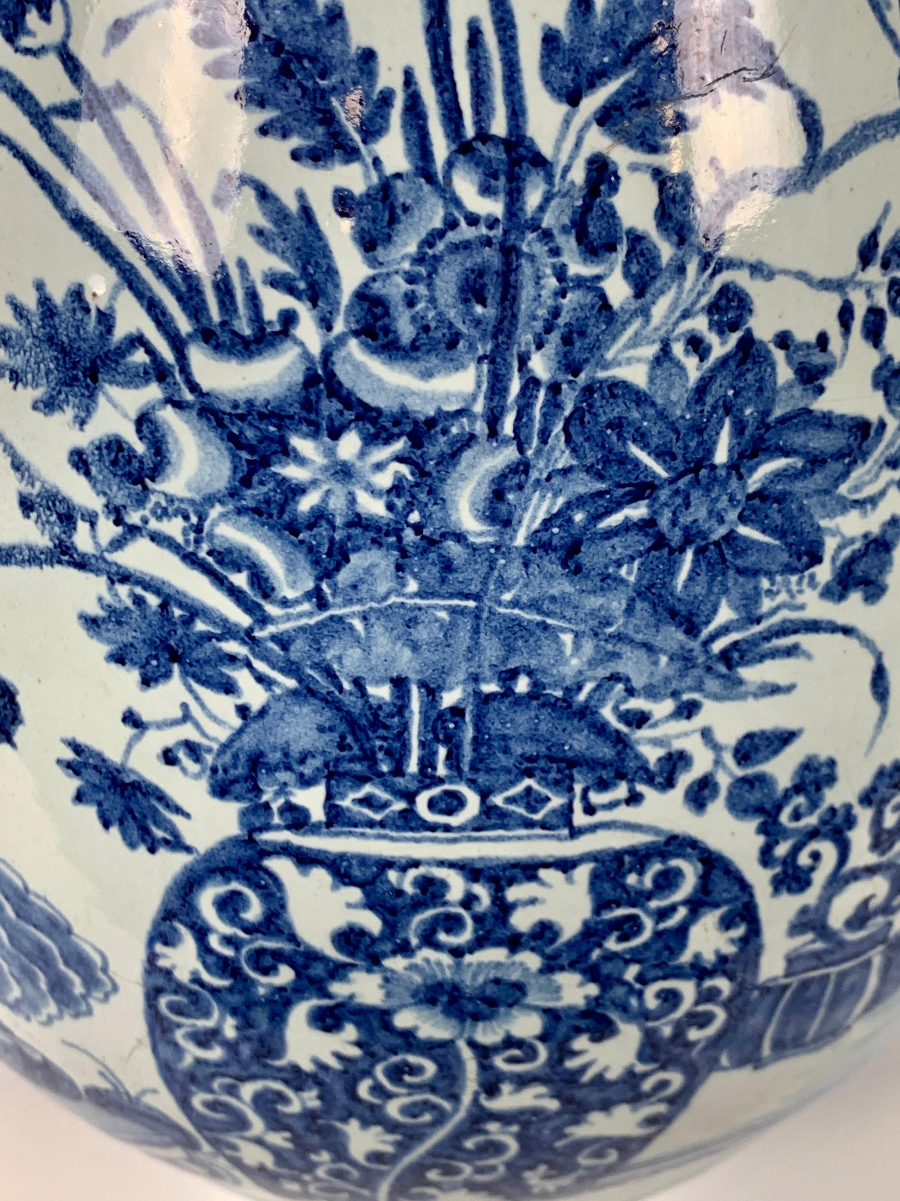 17th Century Blue and White Delft Large Pear Shaped Vase