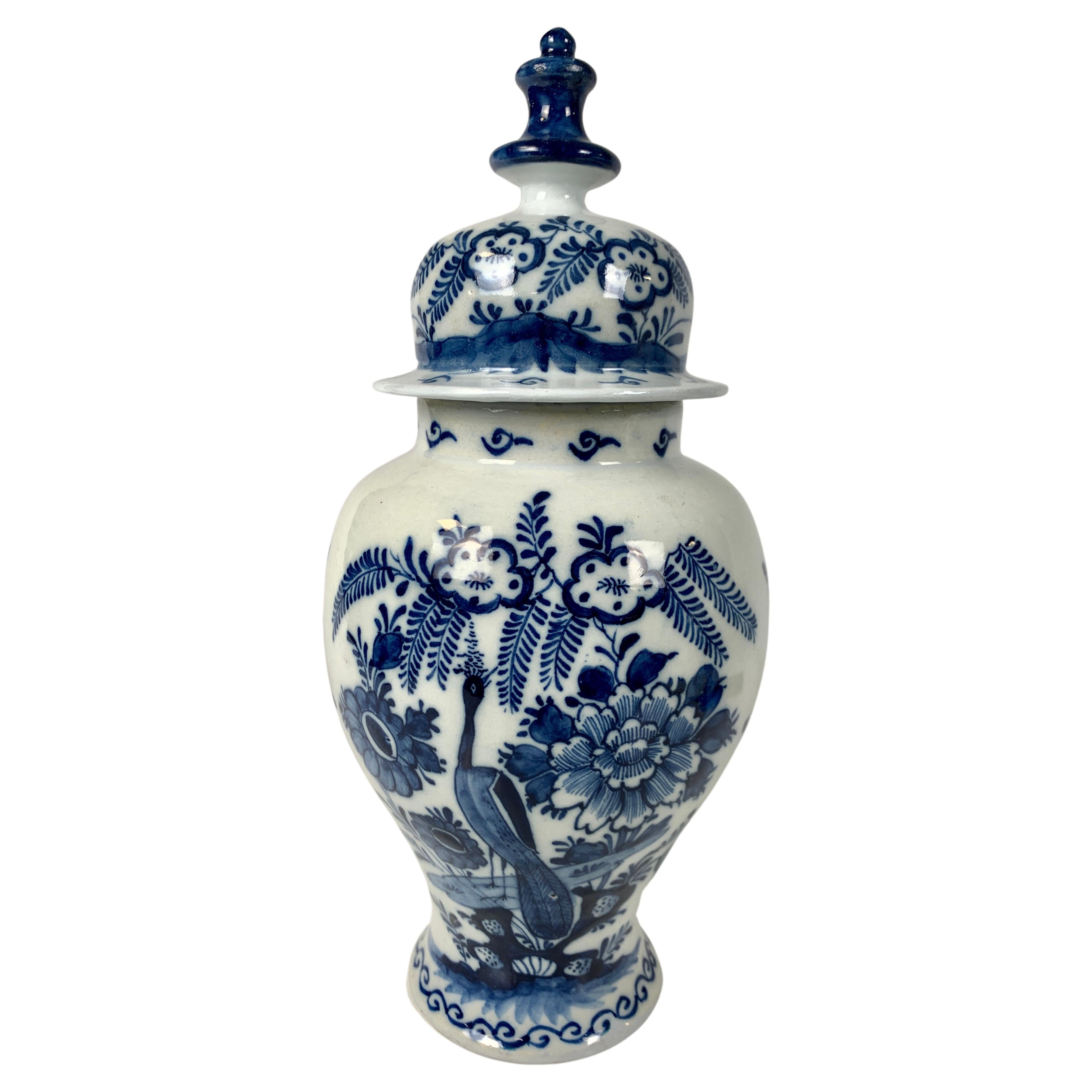 Blue and White Delft Mantle Jar Hand-Painted 18th Century Netherlands Circa 1780