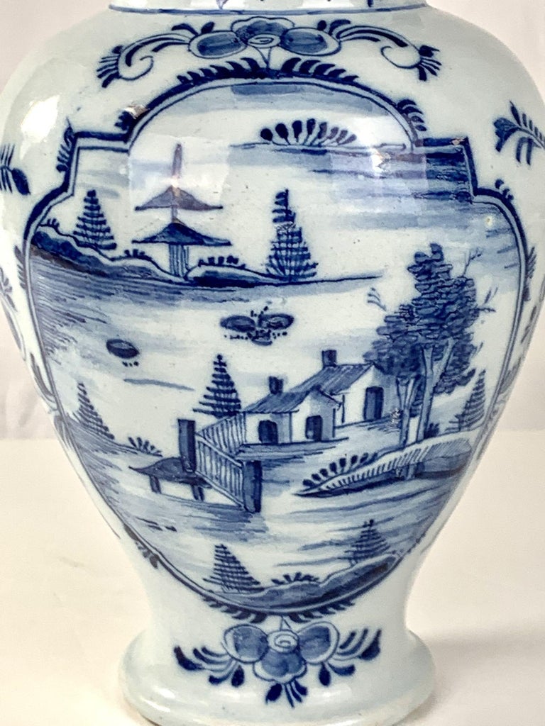 18th Century Blue and White Delft Mantle Jar Netherlands circa 1780 For Sale