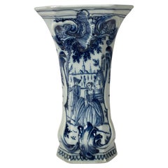 Blue and White Delft Mantle VaseHand-Painted in 18th Century Netherlands c-1760