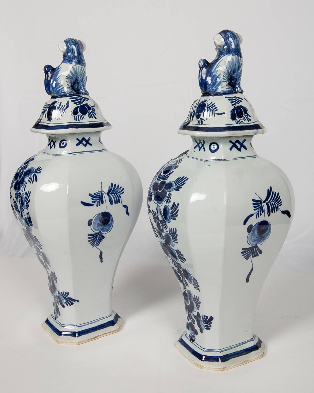 Blue and White Delft Mantle Vases Antique Dutch in Stock 2