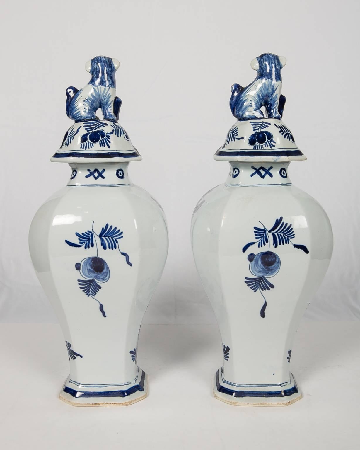 Blue and White Delft Mantle Vases Antique Dutch in Stock 3