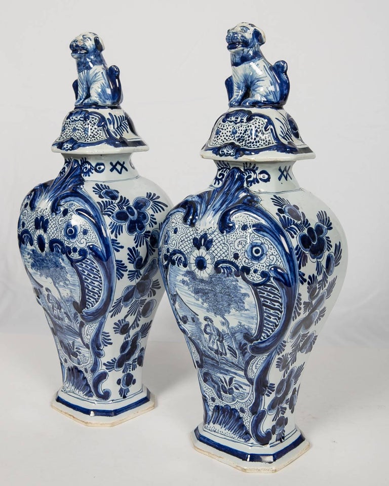 Blue and White Delft Mantle Vases Antique Dutch IN STOCK at 1stDibs