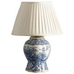 Blue and White Delft Pottery Baluster Vase Lamp