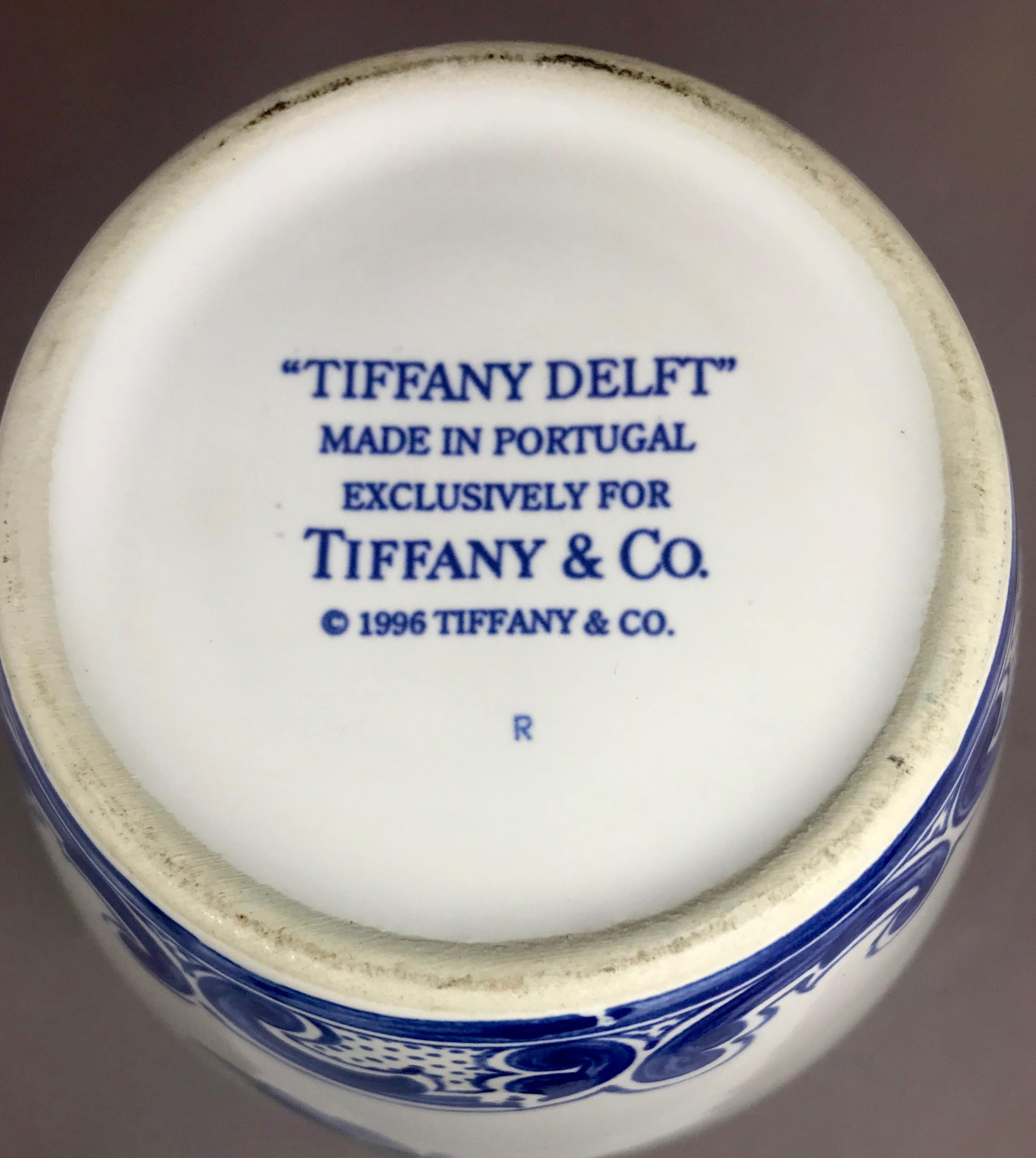 20th Century Blue and White Delft Tiffany & Co. Vase