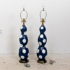 Blue and White Dot Table Lamps
