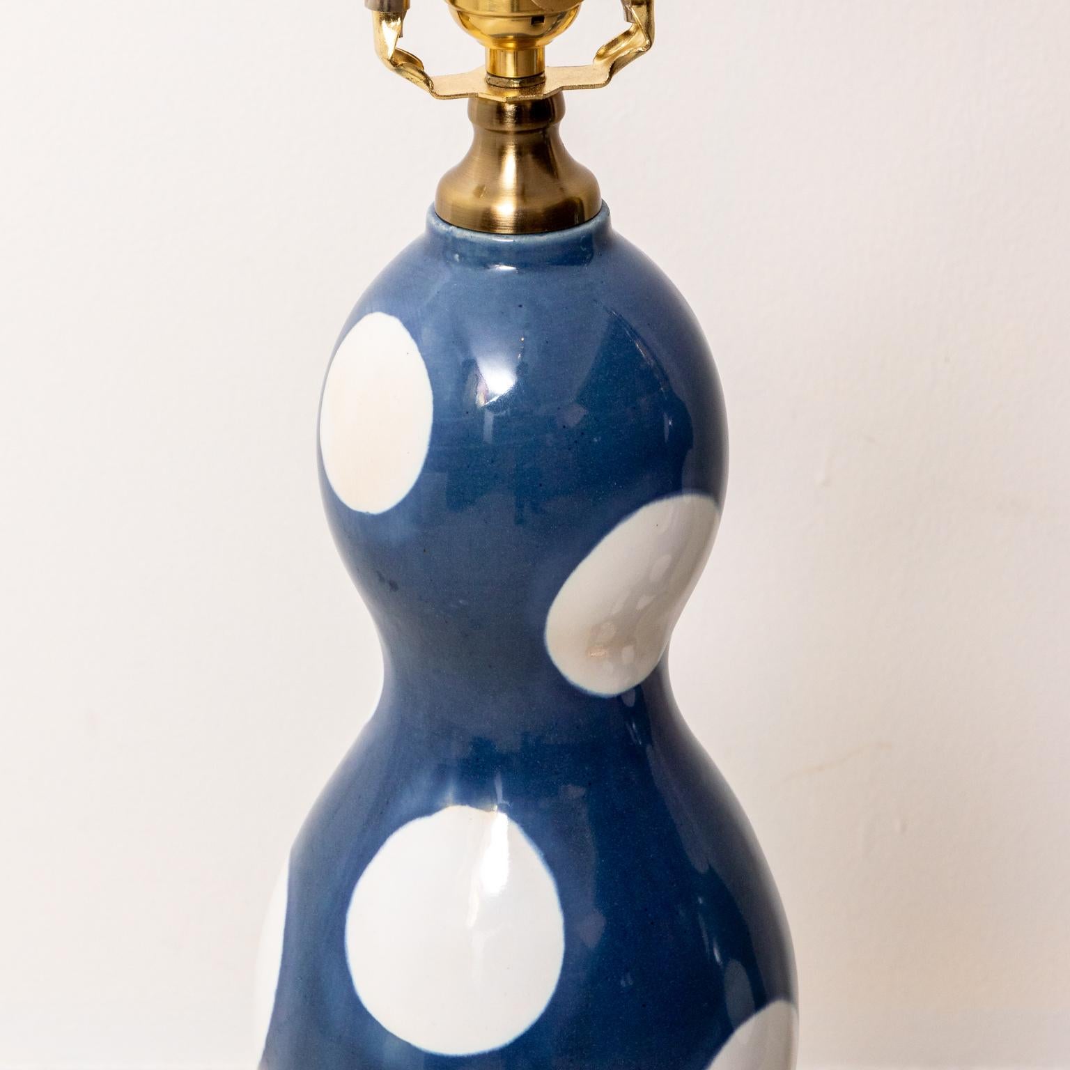 20th Century Blue and White Dot Table Lamps For Sale
