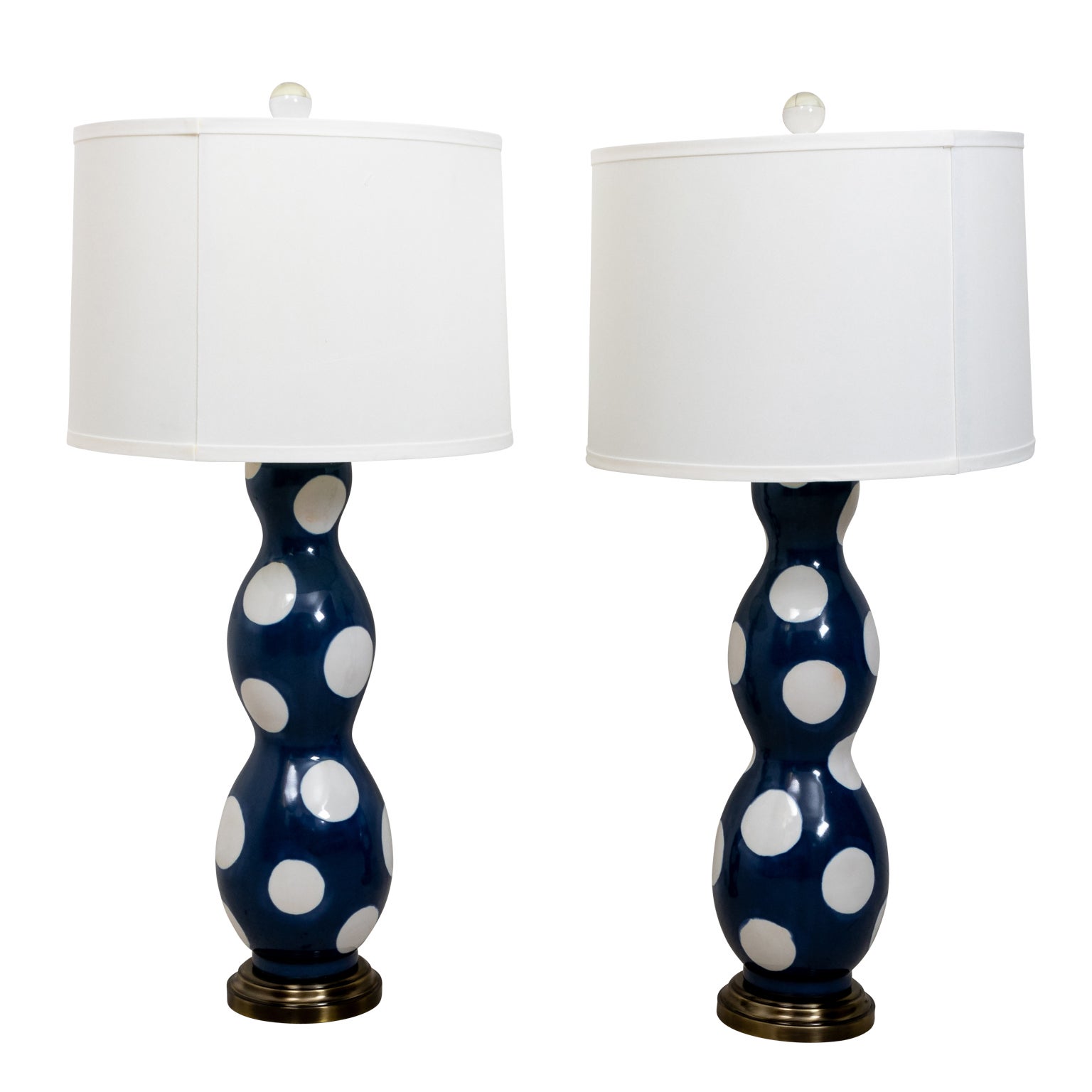 Blue and White Dot Table Lamps
