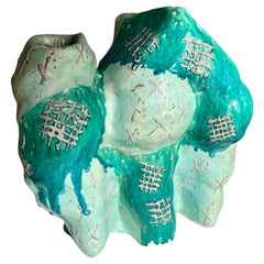 Blue and White Double Neck Plaster Vase