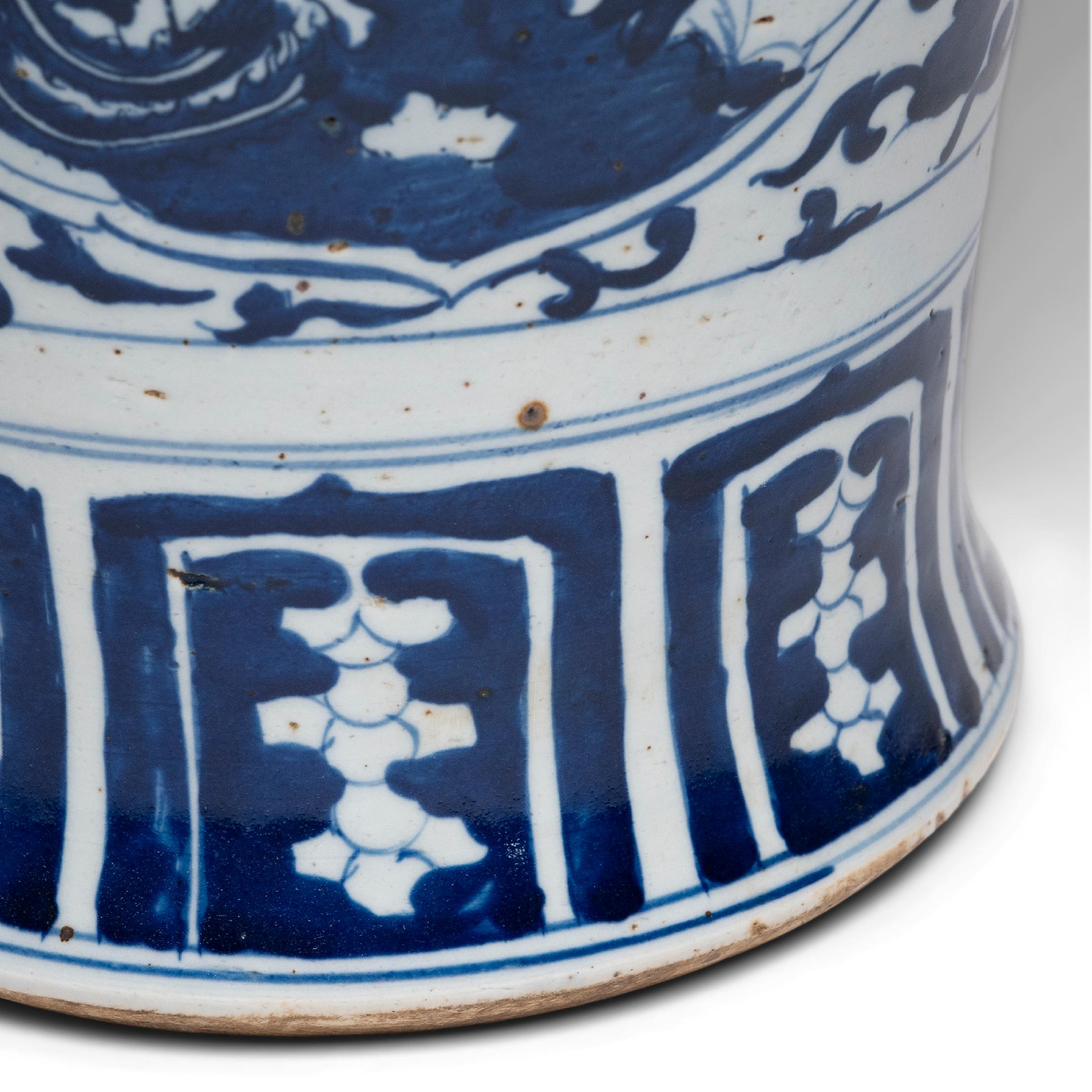 Blue and White Double Phoenix Baluster Jar For Sale 1