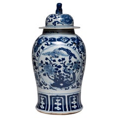 Blue and White Double Phoenix Baluster Jar