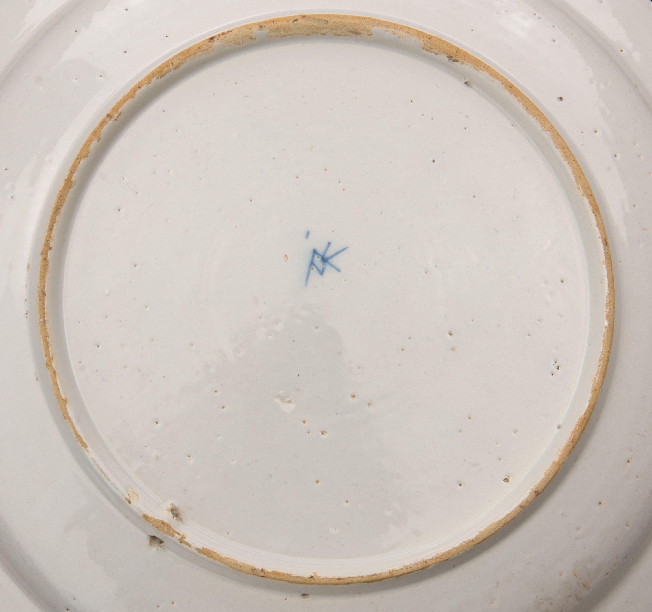 Baroque Blue and white dragon dish Delft, 1722-1757  The Greek A pottery For Sale