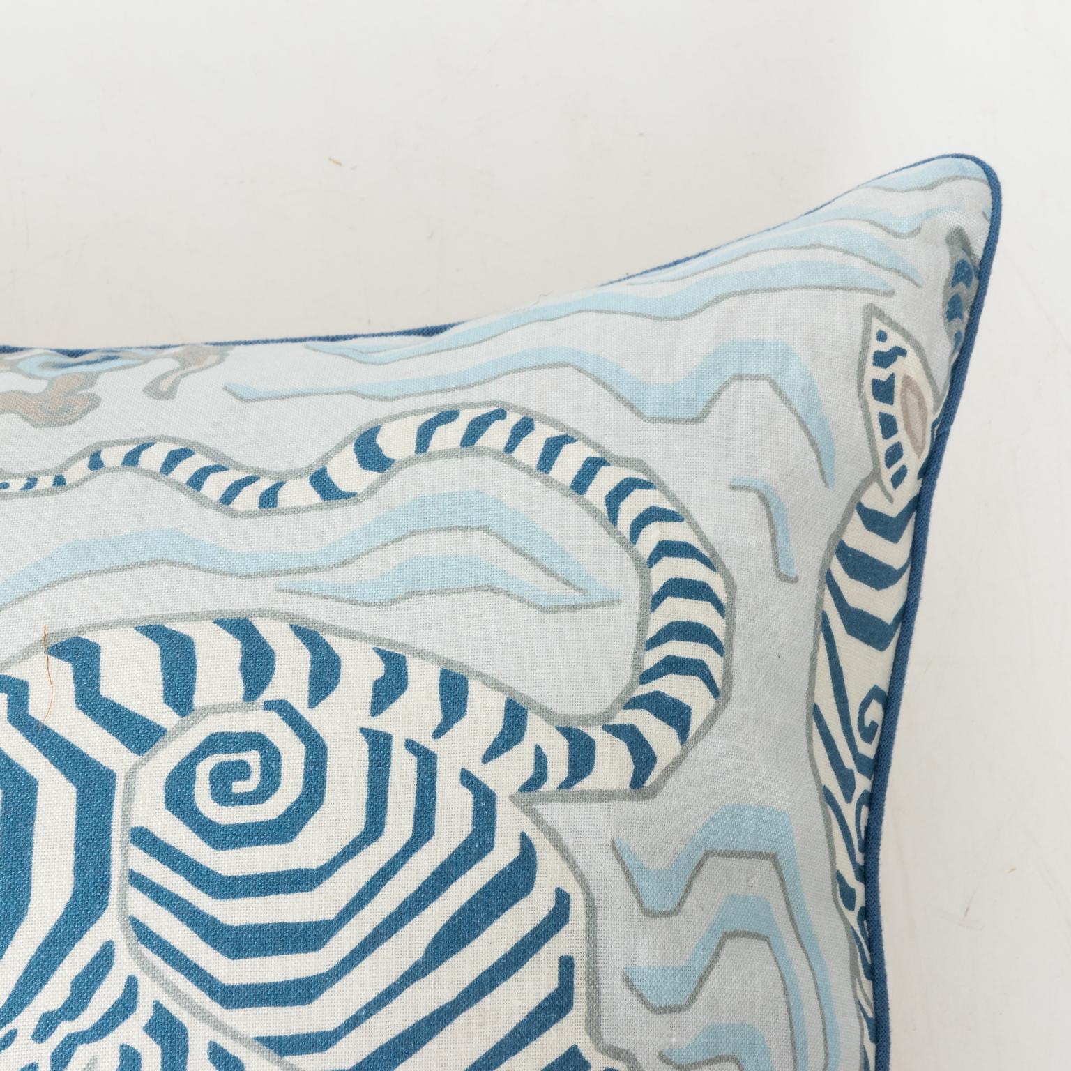 20th Century Blue and White Dragon Pillow