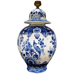 Blue and White Dutch Delft Ceramic Vase Lamp
