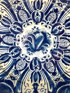Blue and White Dutch Delft Charger 18th Century Made by De Porceleyne Schotel