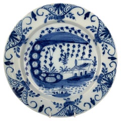 Blue and White Dutch Delft Charger 18th Century Made, Circa 1770