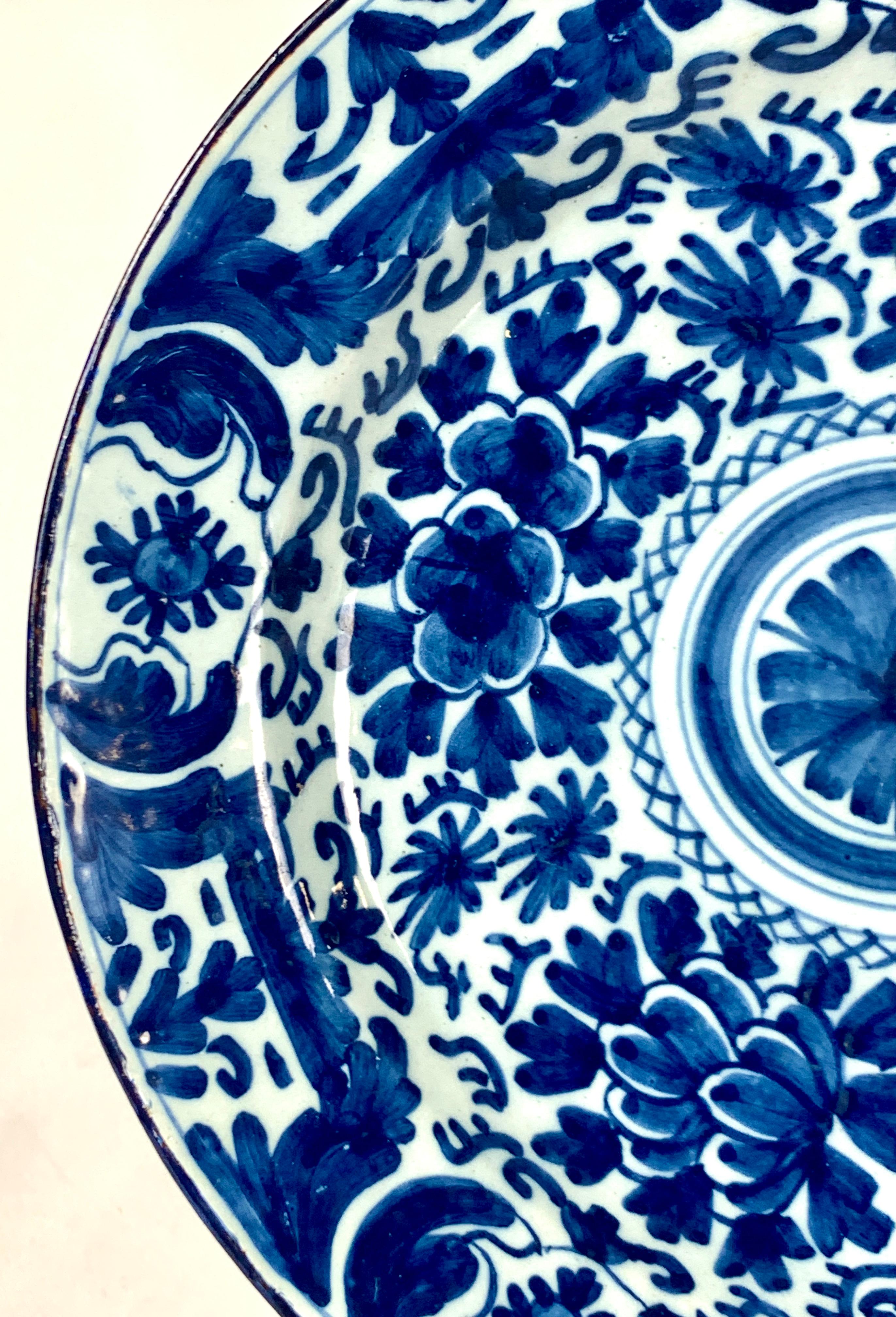Rococo Blue and White Dutch Delft Charger For Sale