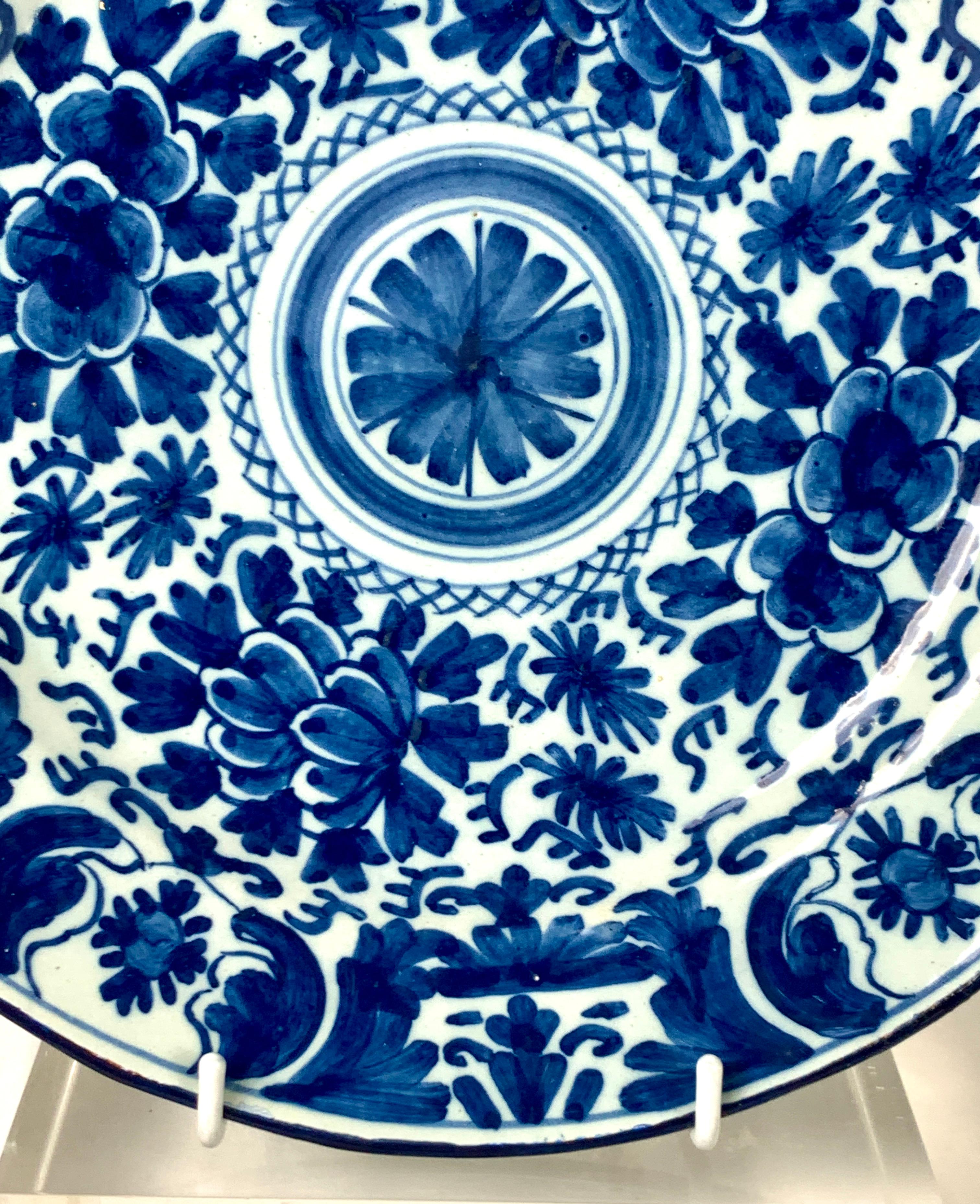 18th Century Blue and White Dutch Delft Charger For Sale