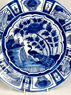 Blue and White Dutch Delft Charger Hand Painted 18th Century Holland Circa 1760