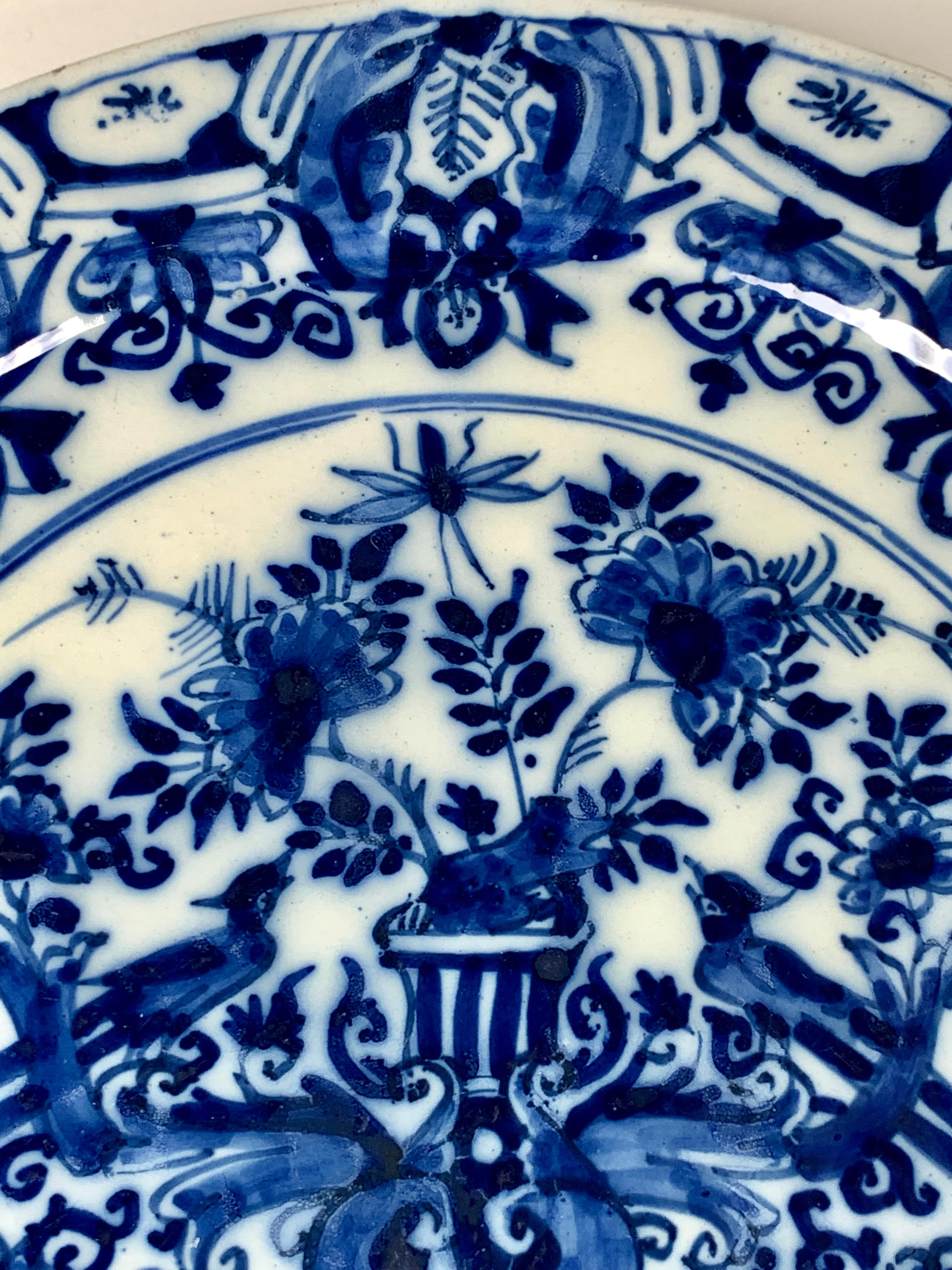 18th Century Blue and White Dutch Delft Charger Hand-Painted, Circa 1770