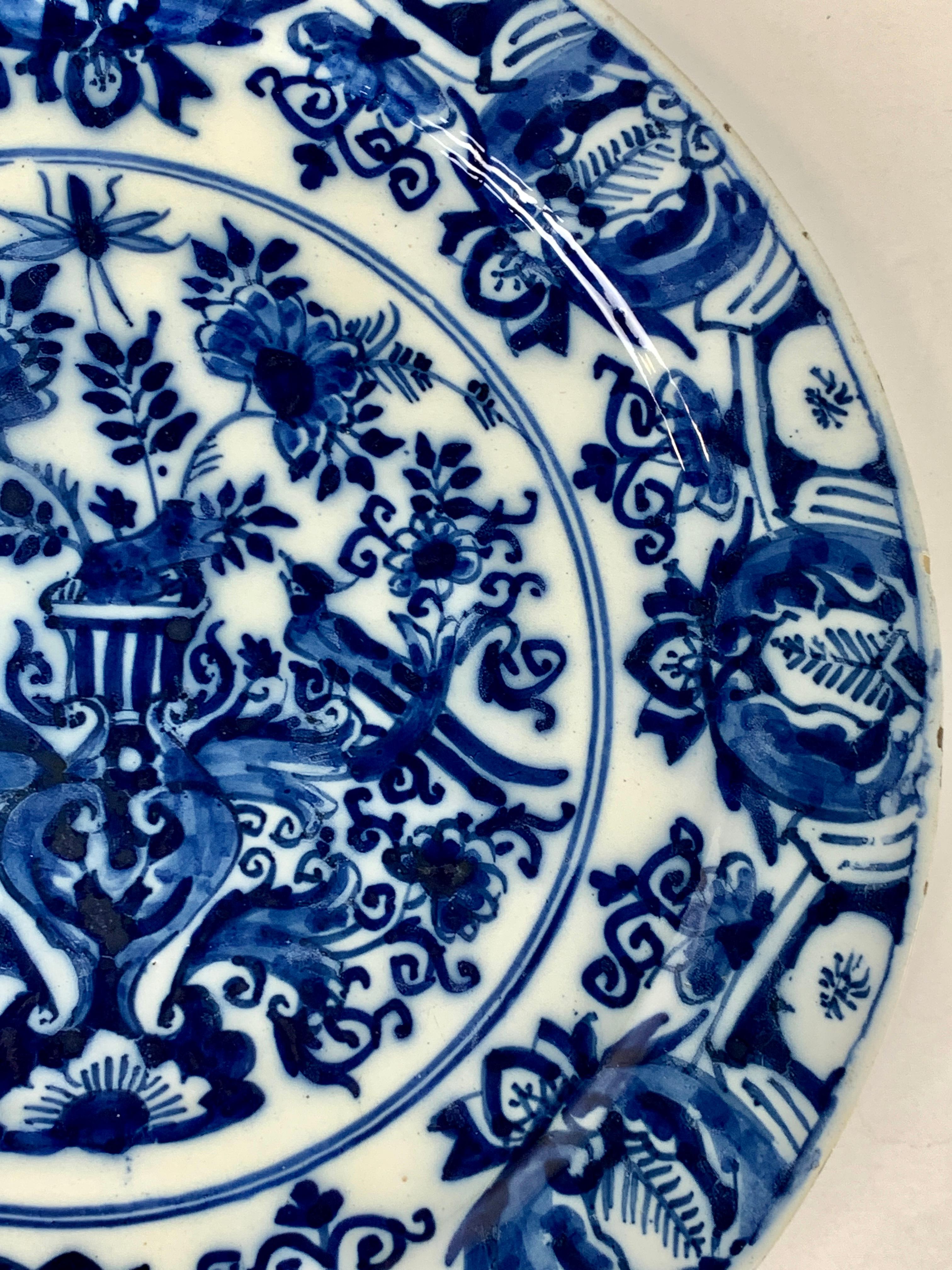 Blue and White Dutch Delft Charger Hand-Painted, Circa 1770 2