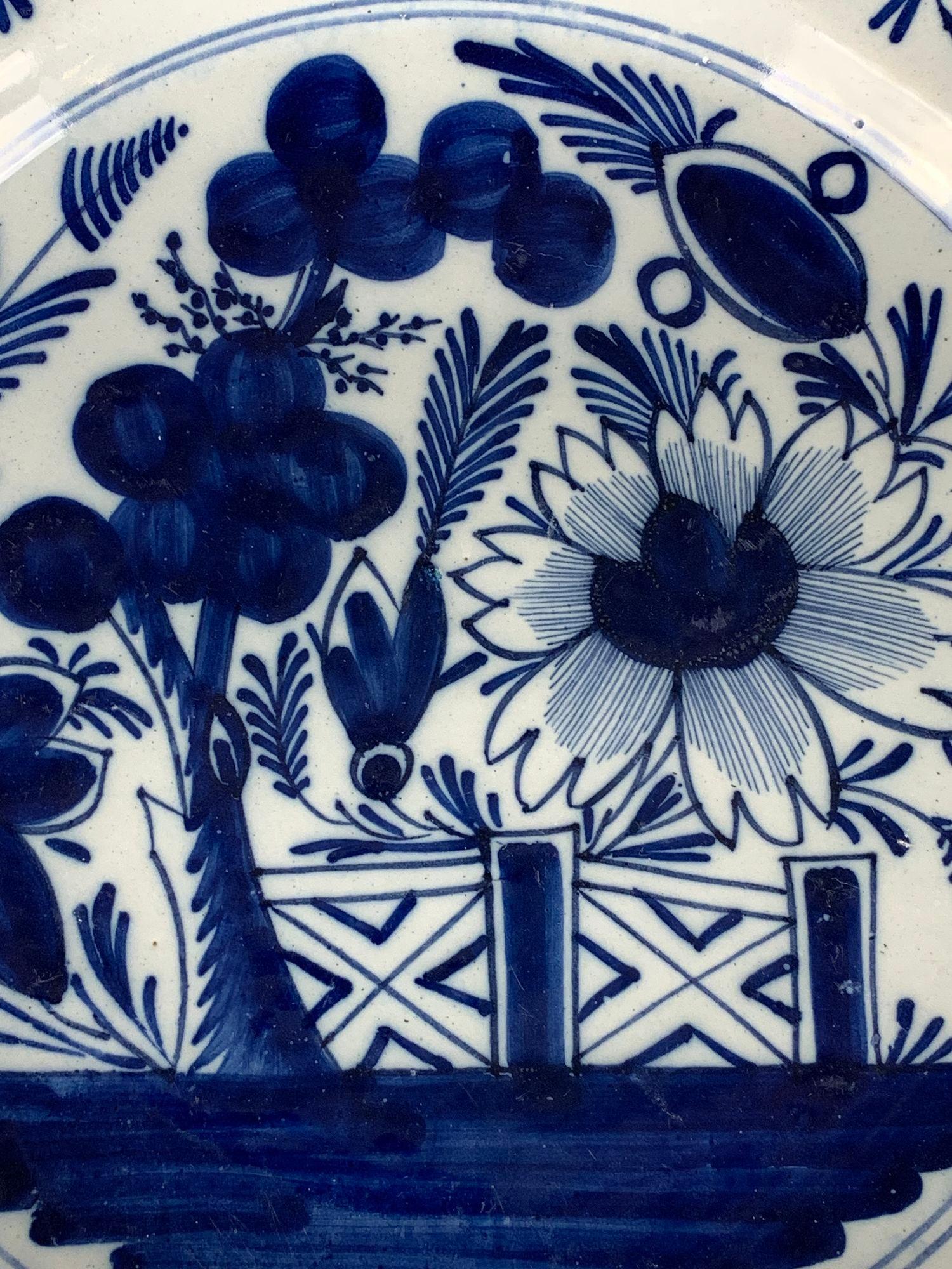 Rococo Blue and White Dutch Delft Charger Hand Painted circa 1800