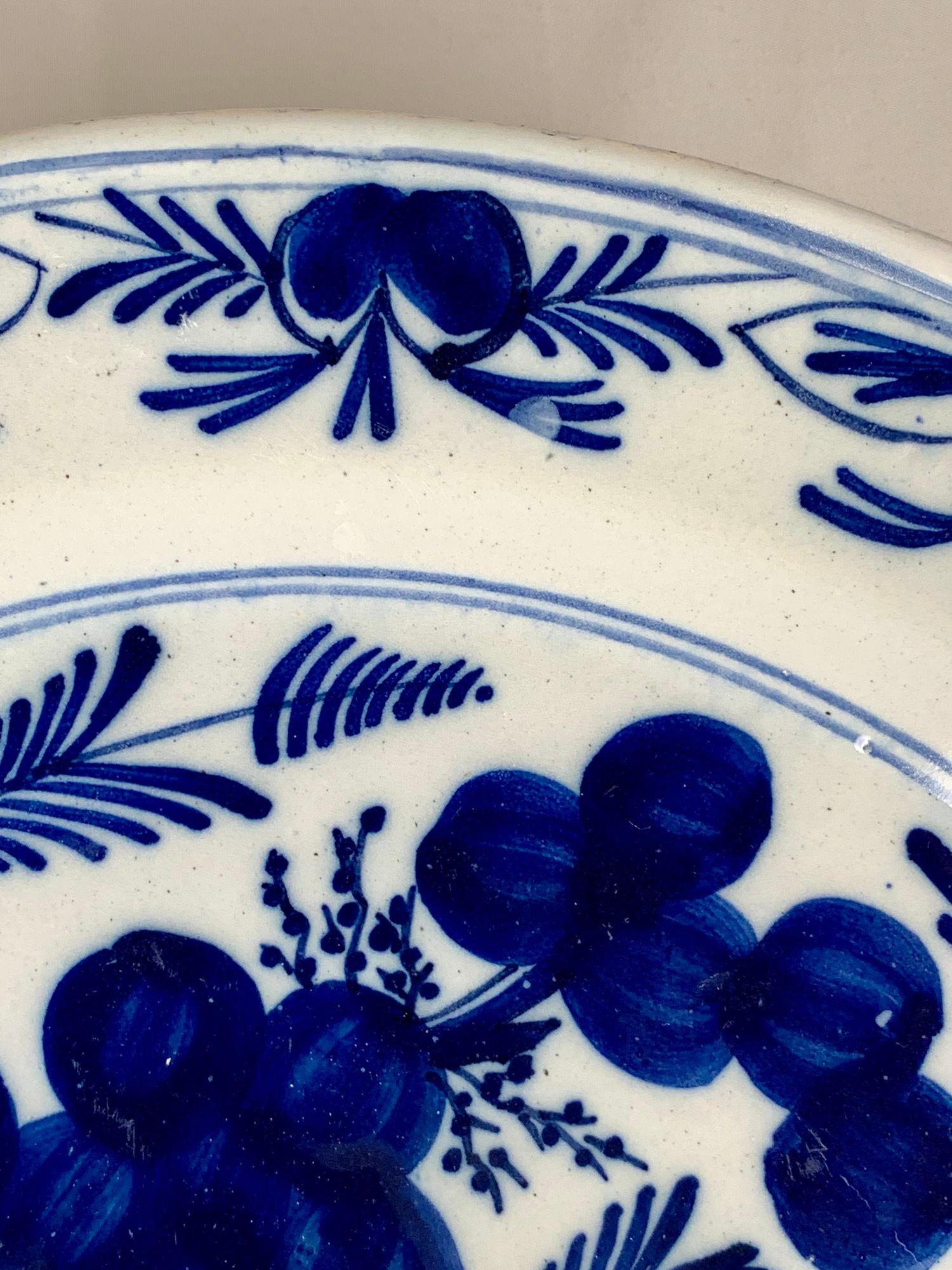 18th Century Blue and White Dutch Delft Charger Hand Painted circa 1800