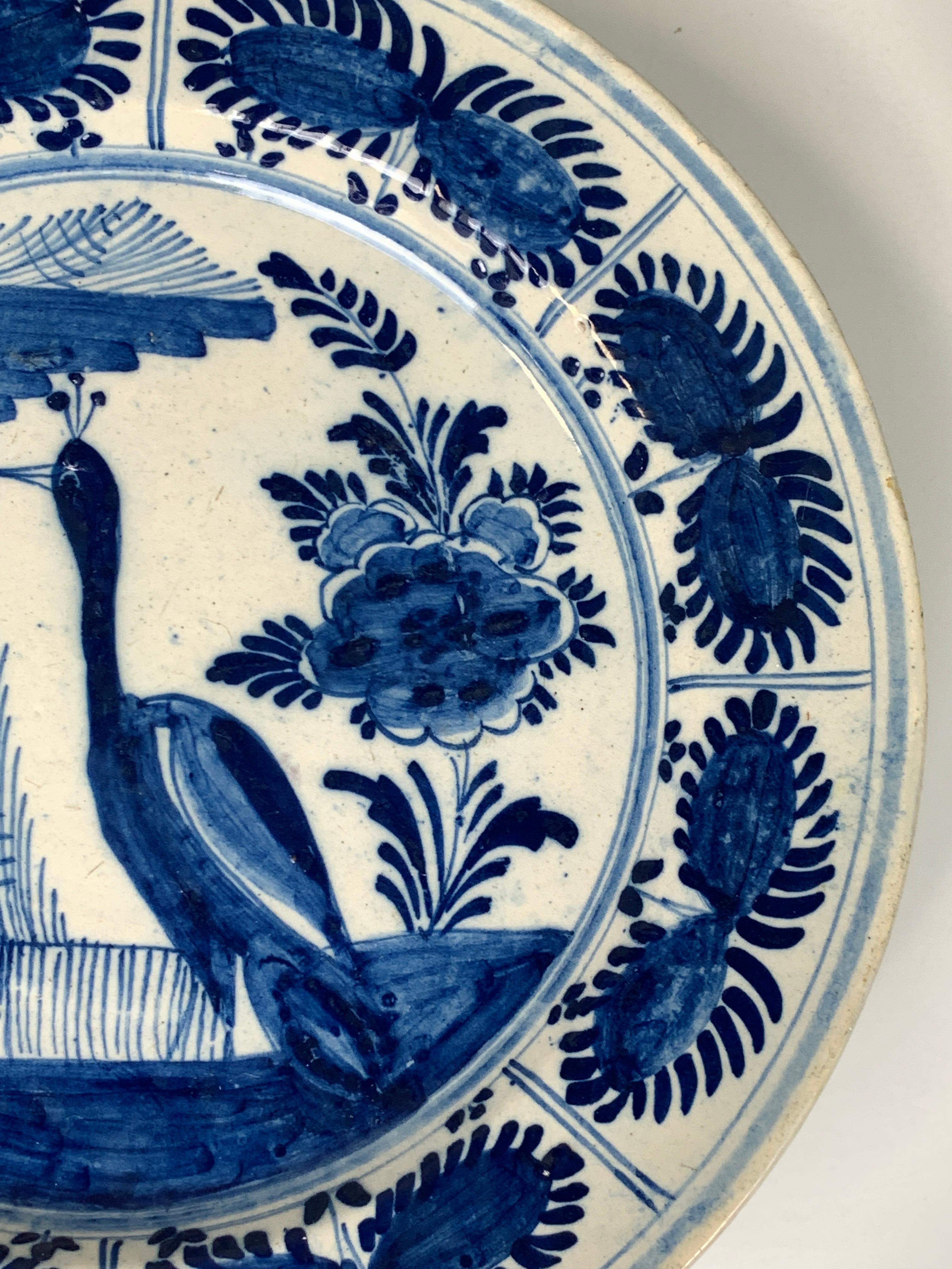 Blue and White Dutch Delft Charger Hand-Painted in the 18th Century 1