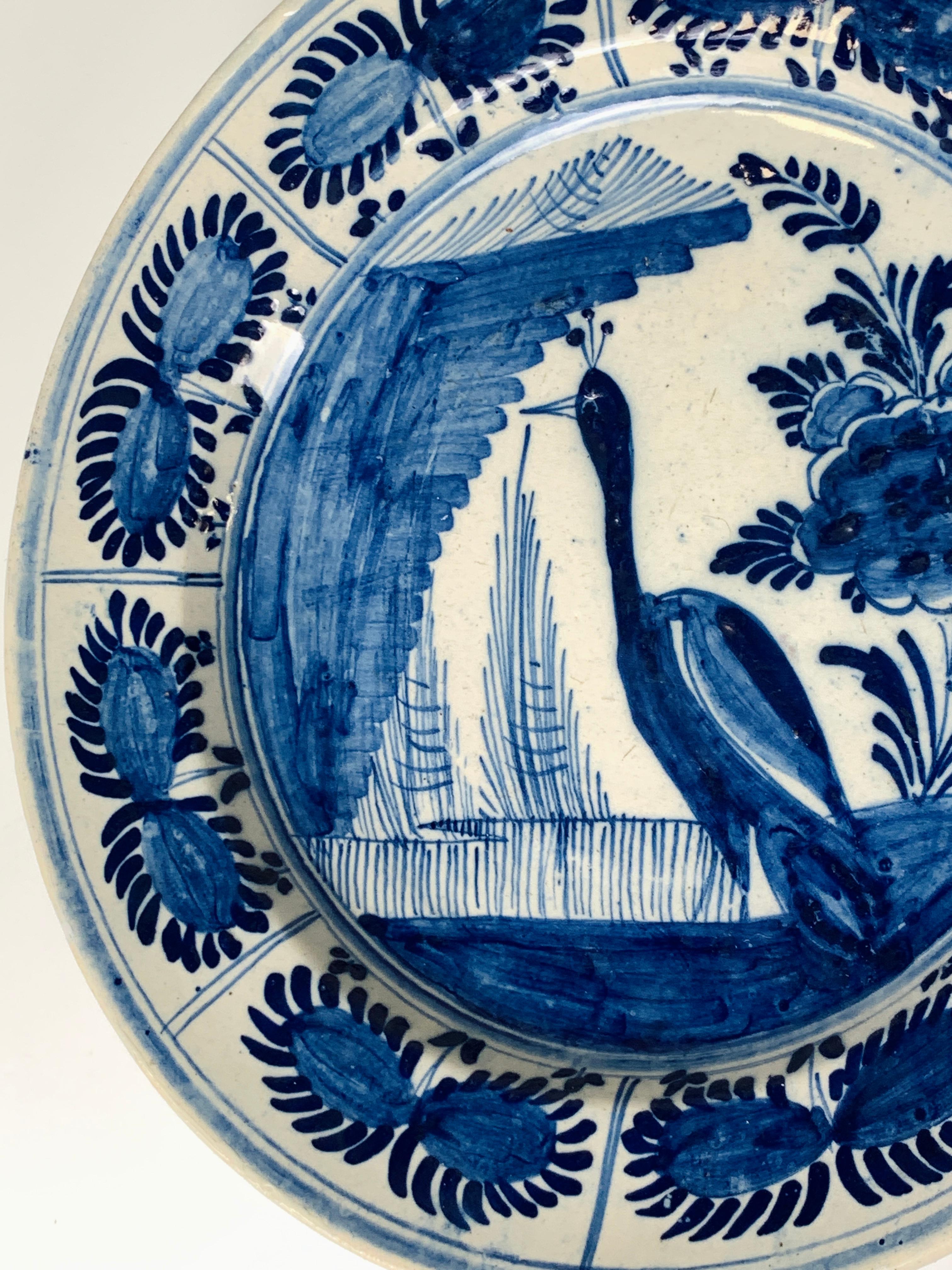 Blue and White Dutch Delft Charger Hand-Painted in the 18th Century 2