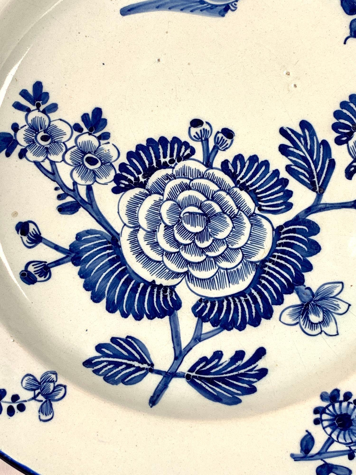 Rococo Blue and White Dutch Delft Charger Hand Painted Mid 18th Century Circa 1760 For Sale