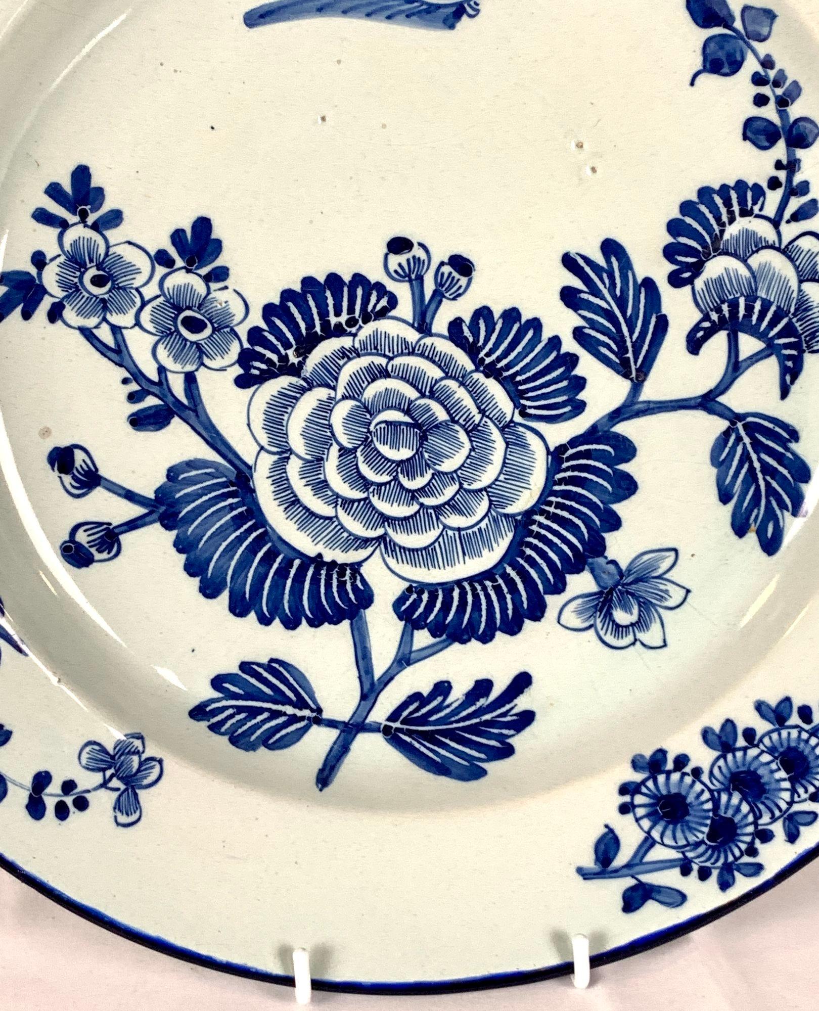 Blue and White Dutch Delft Charger Hand Painted Mid 18th Century Circa 1760 For Sale 3