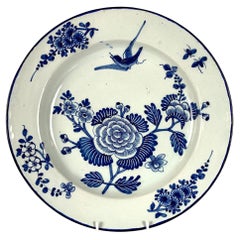 Blue and White Dutch Delft Charger Hand Painted Mid 18th Century Circa 1760